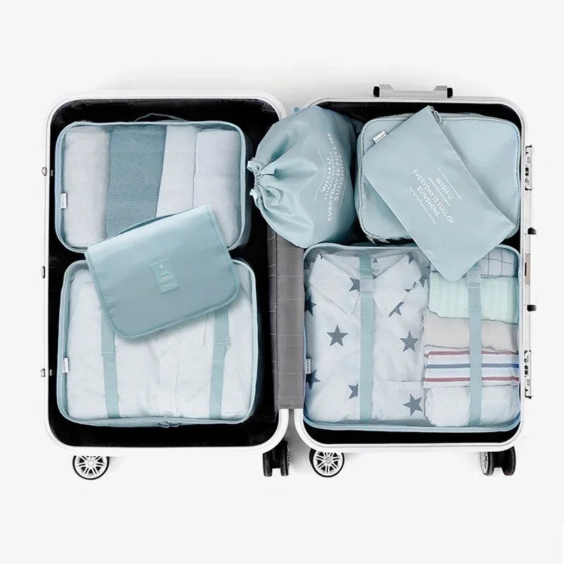 7 Piece Set Travel Bag Organizer Clothes Luggage Travel Organizer Blanket Shoes Organizer Bag Suitcase Pouch Packing Cubes