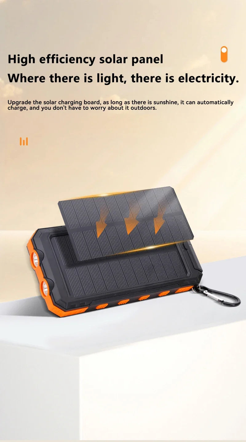 Lenovo Neue 200000 mAh Solar-Powerbank, hohe Kapazität, dünnes Ladegerät, wasserdichte Powerbank, externe Batterieladung mit LED-Licht