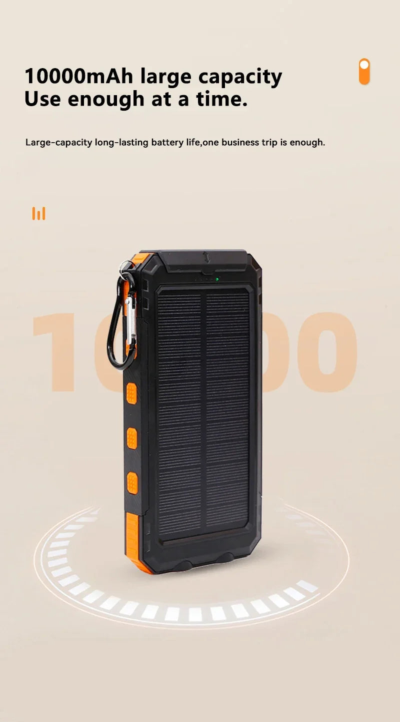 Lenovo Neue 200000 mAh Solar-Powerbank, hohe Kapazität, dünnes Ladegerät, wasserdichte Powerbank, externe Batterieladung mit LED-Licht