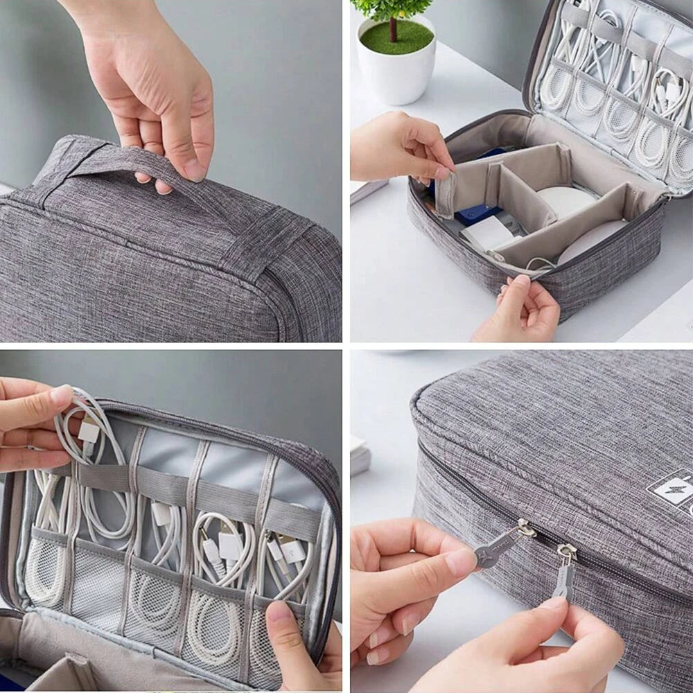 Travel bag for electronic digital storage, multifunctional high capacity headphones, data cable protective cover, dust bag