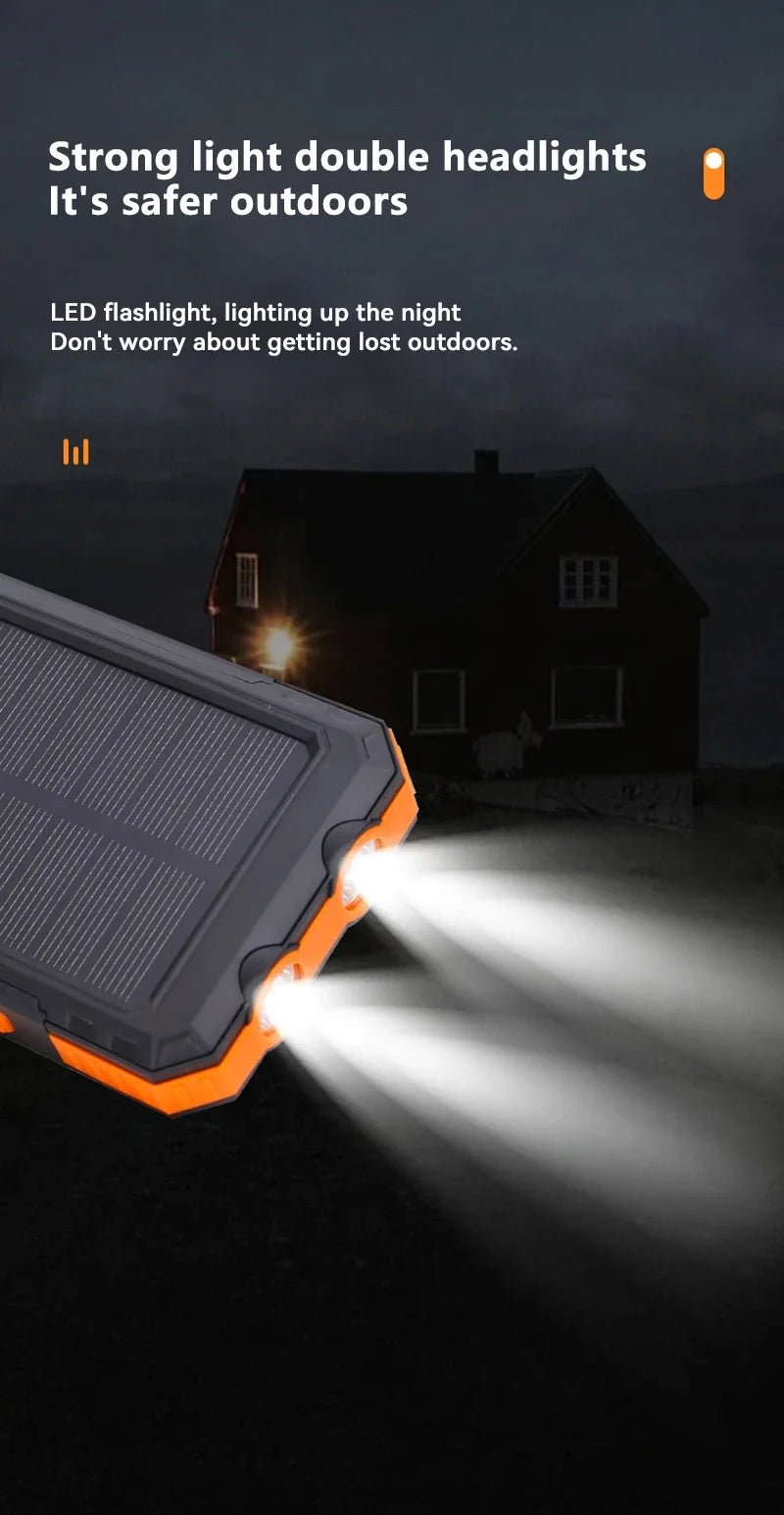 Lenovo Neue 200000 mAh Solar-Powerbank, hohe Kapazität, dünnes Ladegerät, wasserdichte Powerbank, externe Batterieladung mit LED-Licht