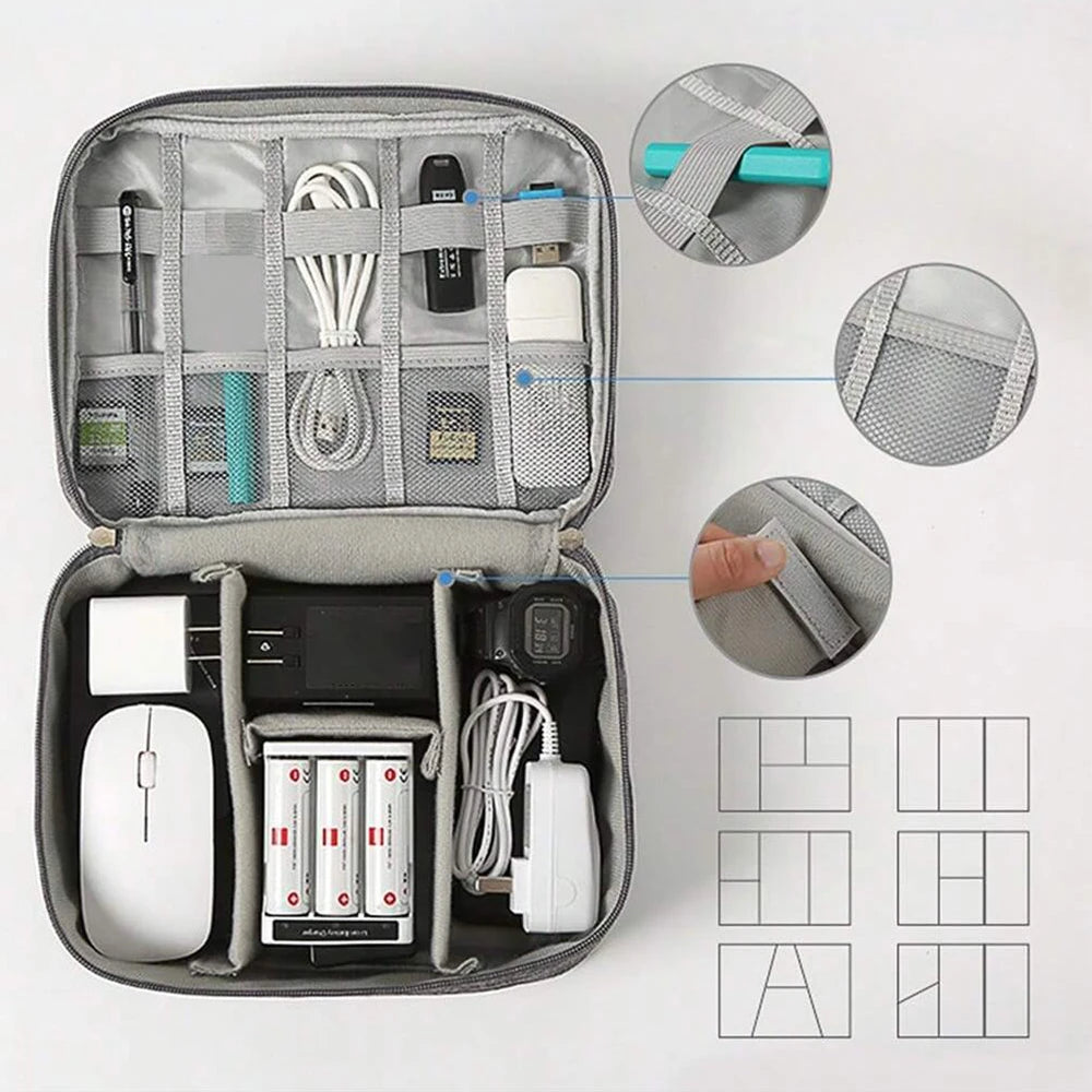 Travel bag for electronic digital storage, multifunctional high capacity headphones, data cable protective cover, dust bag